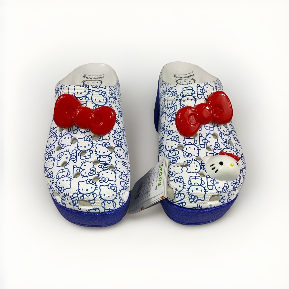 Crocs Hello Kitty 50th Anniversary Blue Glitter Siren Clog Women's 11 Men's 9 - Picture 3 of 10